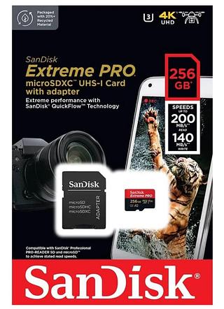 Cartão Microsdxc 256gb Sandisk Extreme Pro Uhs-i V30 U3 A2