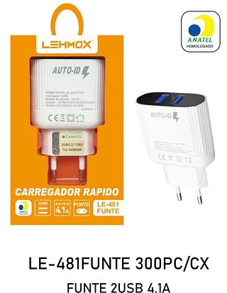 Fonte carregador rapido 2usb 4.1a Lehmox