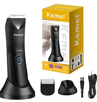 ￼Kemei KM-1838 Aparador De Cabelo Para Área Da Virilha Clippers Secos À Prova D'água Pubic Armpit Body Hair Shaver Razor Lavável Recarregável