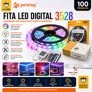 Fita Led Rgb 5 Metros Prova D'agua + Controle Fio Led+com fonte