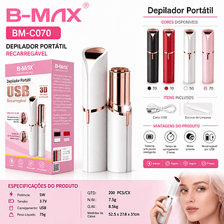 Depilador Facial Elétrico USB Recarregável-