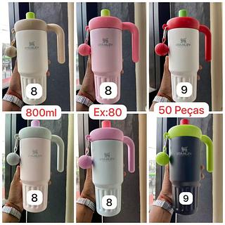 ￼Copo Térmico Colorido 800ml Tampa Vedada com Alça e Pingente