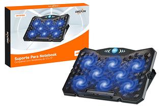 ￼Suporte para Notebook Base Laptop Ergonômico Ajustável com 8 Coolers e Ventilação