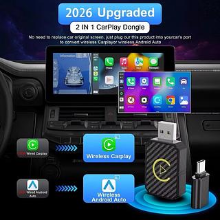 Wireless Carplay Android Auto Adapter 2 in 1 Mini Box CarPlay AI Box BT WiFi for Wired CarPlay
