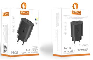 ￼Carregador USB-C 6.1A Turbo PD 30W a`GOLD