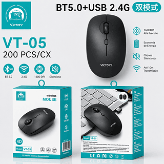 MOUSE SEM FIO BT5.0+USB 2.4G