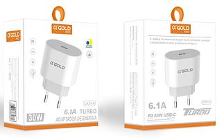 ￼Carregador USB-C 6.1A Turbo PD 30W a`GOLD