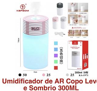 Umidificador de AR Copo Leve e Sombrio 300ML 7cores