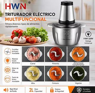 Processador Elétrico 2L e Moedor De Alimentos de 850w Potencia em Aço 304 -110V
