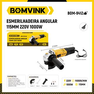 220v Esmerilhadeira Angular Lixadeira 1000w 115mm 11000rpm