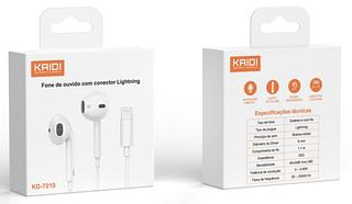 Fone De Ouvido Lightning Ios Conexão Direta Microfone Kaidi