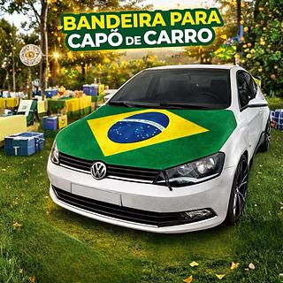 ￼Bandeira do Brasil Para Capô Carro Tecido Poliéster Costura Reforçada