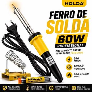 Kit Ferro De Solda Soldar Soldador 60w + Estranho e Suporte Profissional Aquecimento Rapido—220V
