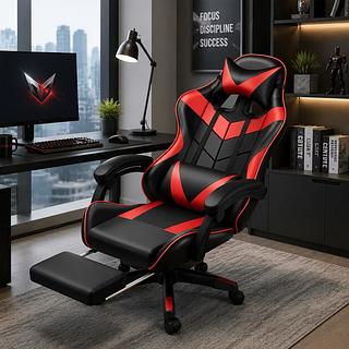 Cadeira Gamer Jogos e Escritório Reclinável Ergonômica Em Couro Pu Com Apoio Para Pés Confortável—BMAX