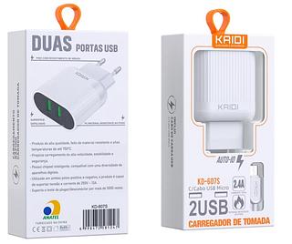 KAIDI carregador para viagem 2.4A 2usb para V8