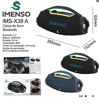 Boombox Caixa de Som Imenso Bluetooth 60W Extra Bass TWS