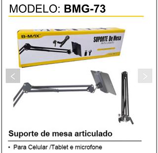 Suporte Tablet Celular Mesa Braço Articulado Gravação 360° Suporte Tablet E Microfone Preto 2 Em 1