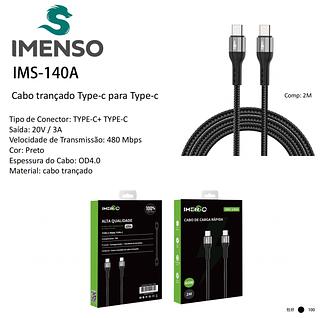 Cabo Imenso Ims-140a Usb-c Para Usb-c 2m Nylon Trançado—ORIGINAL