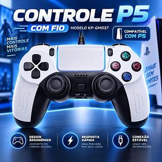 Controle DualSense PS5, Com Fio, White