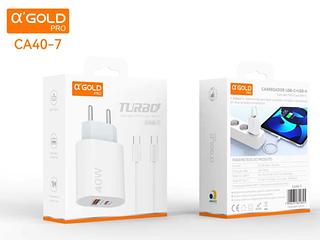 Carregador de Celular Turbo 40W PD USB com Cabo TYPEC 1M