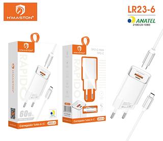 Carregador Turbo Tipo-c PD 60W+Usb-C Qc4.0 Cabo typec+typec—H'maston