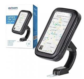 Suporte Celular Smartphone Gps Moto Retrovisor 6,3 Polegadas Cor Preto Case Suporte