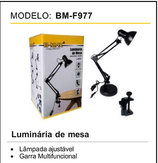 luminária de mesa • lâmpada ajustável • garra multifuncional Bmax