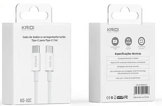 Cabo PD60W carrega rapido type-c for type-c cable bom 9v3a-Kaidi