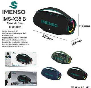 ￼potente Caixa De Som Portátil Imenso X38 60w rms Bluetooth pendrave radio Original rgb