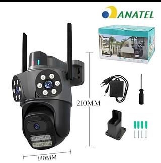 ￼Câmera de segurança Wi-Fi externa com 3 lentes, 360°, zoom óptico, visão noturna, à prova d'água