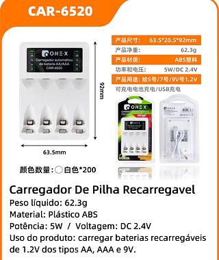 ￼Carregador De Pilha E Bateria Recarregaveis Aa Aaa Bivolt