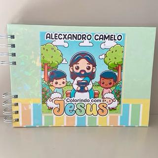 Livro de colorir personalizado com papel com desenhos ENVIAR O NOME JESUS