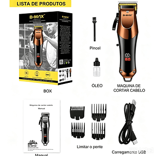 ￼Máquina De Cortar Cabelo Cortador Barbeador Aparador Profissional Acabamento Barba 8 Peças Elétrico