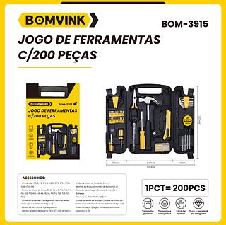 Kit Ferramentas Completo Maleta Organizador 200 Pecas Uso Profissional Domestico