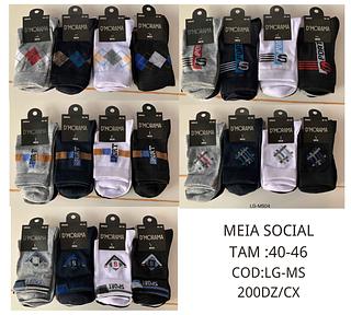 Kit Com 12 Pares Meias Masculina Social Cano Longo 40–46