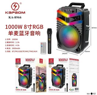 Caixa de Som Bluetooth 1000w LED RGB Wireless Subwoofer Karaokê Com Microfone Sem Fio E Com controle remoto