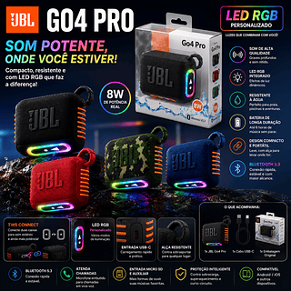 caixa som jbl G04 pro com led bluetooth novodade