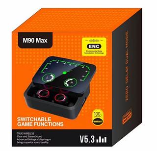 ￼M90 Pro MAX Fone De Ouvido Sem Fio Bluetooth 5.3 TWS Earbuds Música Esportivo Com Microfone（caxia100pc✖️19=1900reais）