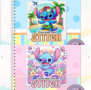 Livro de colorir STITCH，50 imagens, capa mole holográfica, formato A5 120g