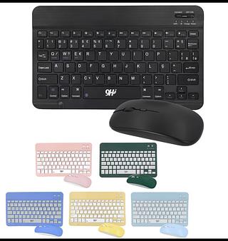 Kit Teclado e Mouse Macaron 10" Sem Fio PC Gamer Wireless