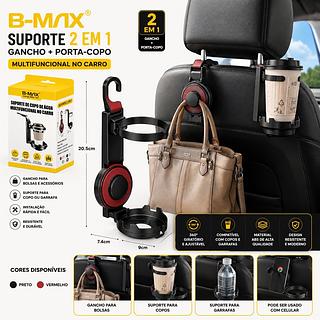 Gancho Multifuncional para Carro 2 em 1Funciona Como Suporte Para Copos e Suporte para Bolsa