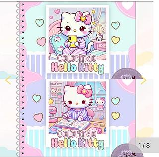 Livro de colorir Hello Kitty-50 imagens, capa mole holográfica, formato A5 120g