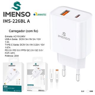 Carregador Turbo Usb+PD 30W typec para iPhone—IMENSO