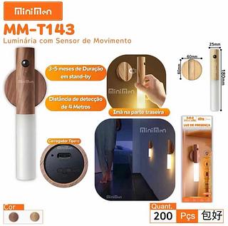 Kit 2pc Luminaria Led Recarregável Sensor de Movimento Arandela de Madeira Minimalista Mesa Parede Magnética