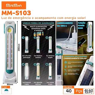 Luminária Holofote Emergencial Solar Recarregável USB Tipo-C - Potencia 100W ou 200W