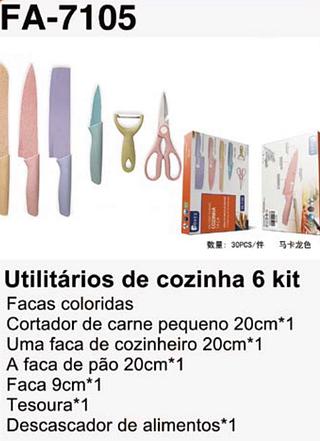 ￼Kit 6 Peças Faca de Carne Cutelo Legumes de Aço Carbono Profissional Preto （faca groso）