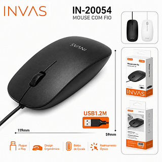 Mouse Notebook E Pc Com Fio DPi 1200- Invas