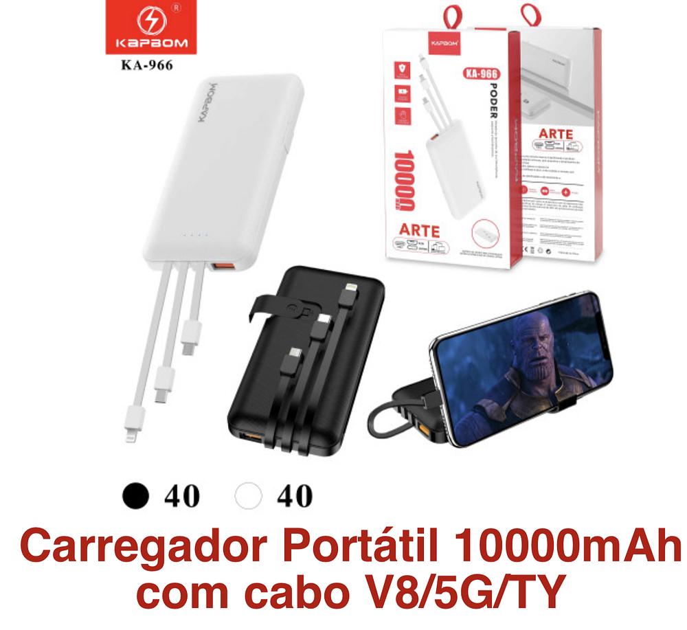 Power Bank Ka966 Portatil 10000mah V8/ Tpc/ Luiz Eletronicos