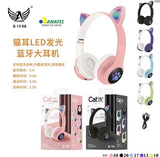 ￼Fone Headset Rgb Bluethooth De Gatinho Premium Collection