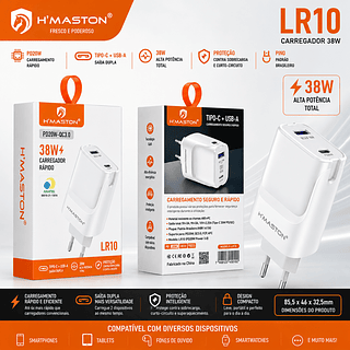 Carregador Turbo Usb-c 38w Lr-10 Para Qualquer Celular Cor Branco